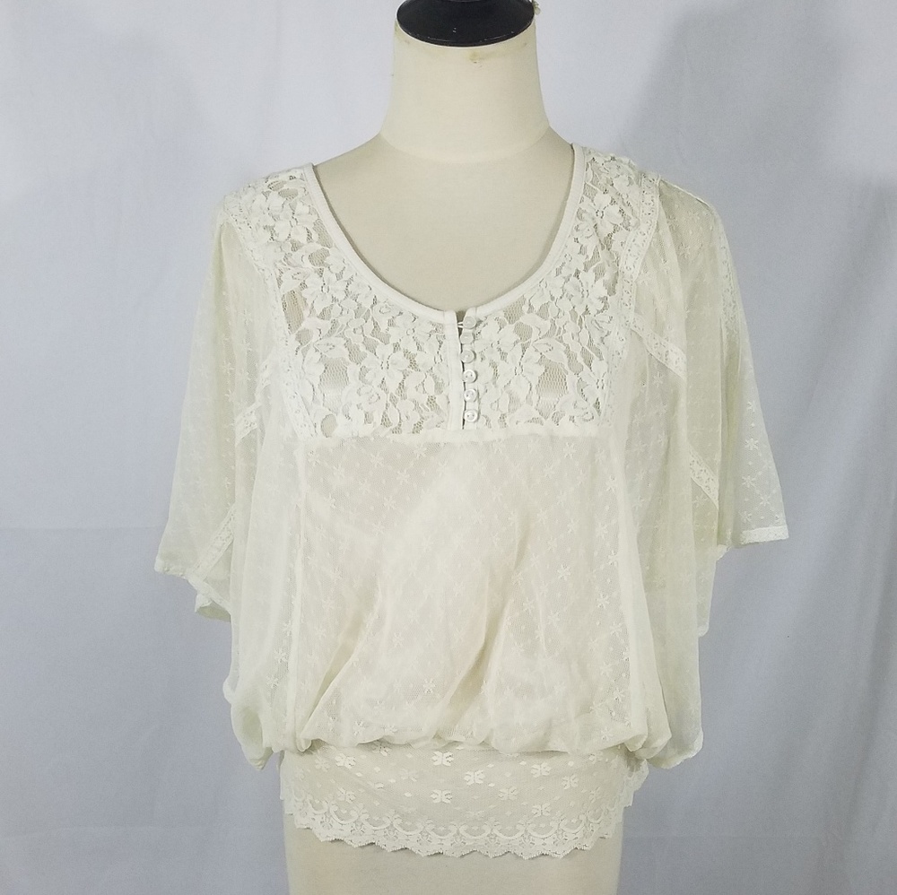 Ivory lace Free People top